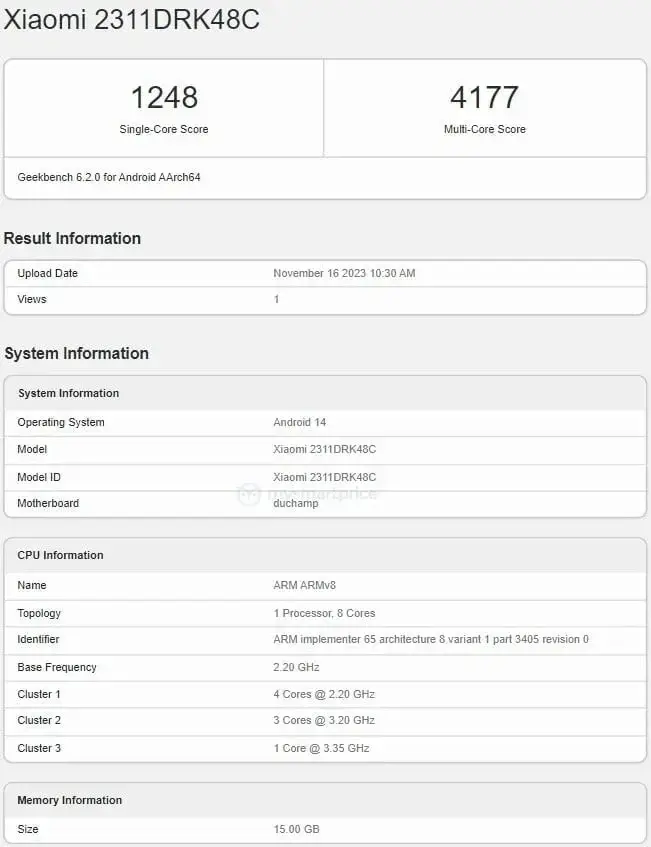 Key Details of Redmi K70 Revealed as It Appears on Geekbench