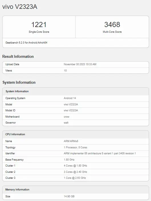 Geekbench Confirms Vivo S18's Snapdragon 7 Gen 3 and 16GB RAM