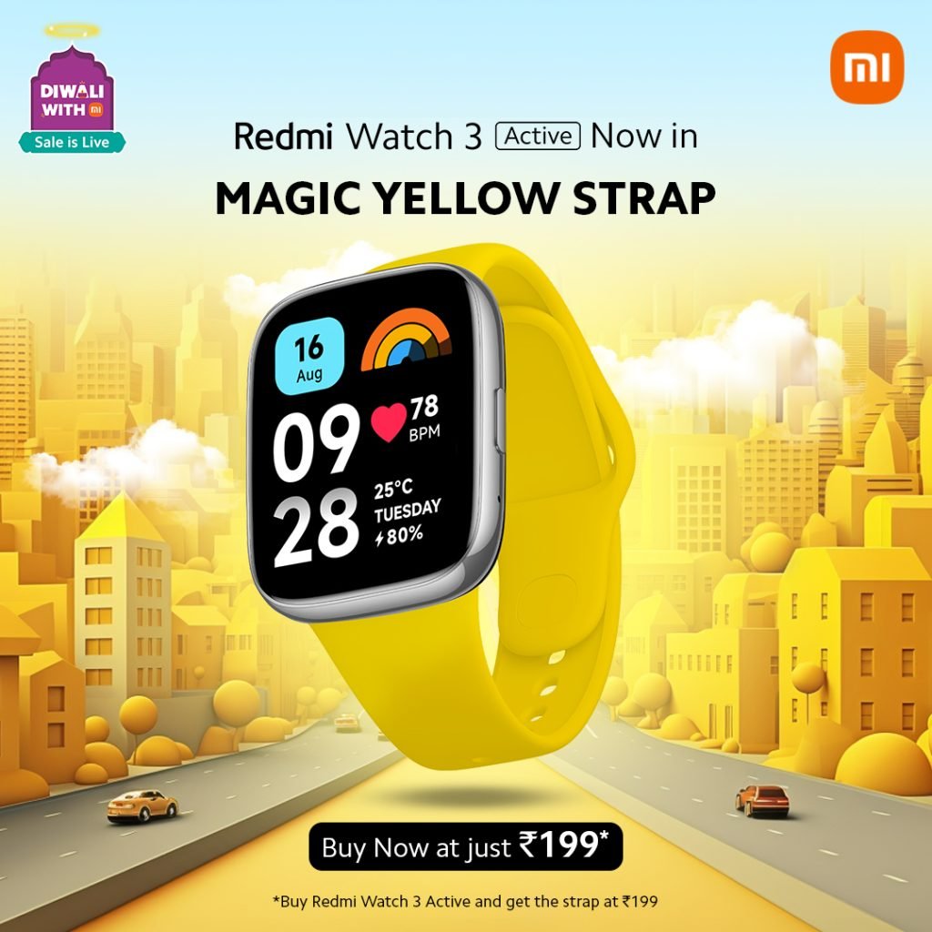Get the Redmi Watch 3 Active with a Magical Yellow Strap at an unbelievable price of just ₹199 in India.