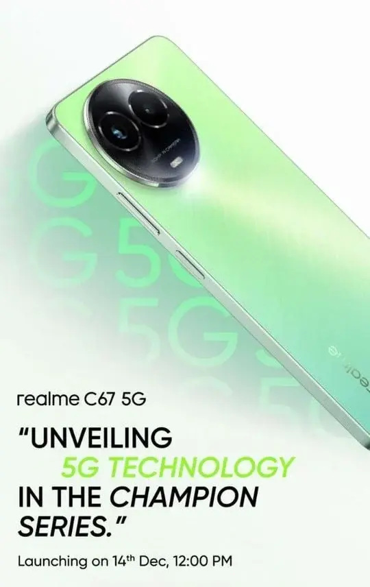 Confirmed launch date and revealed rear design of Realme C67 5G