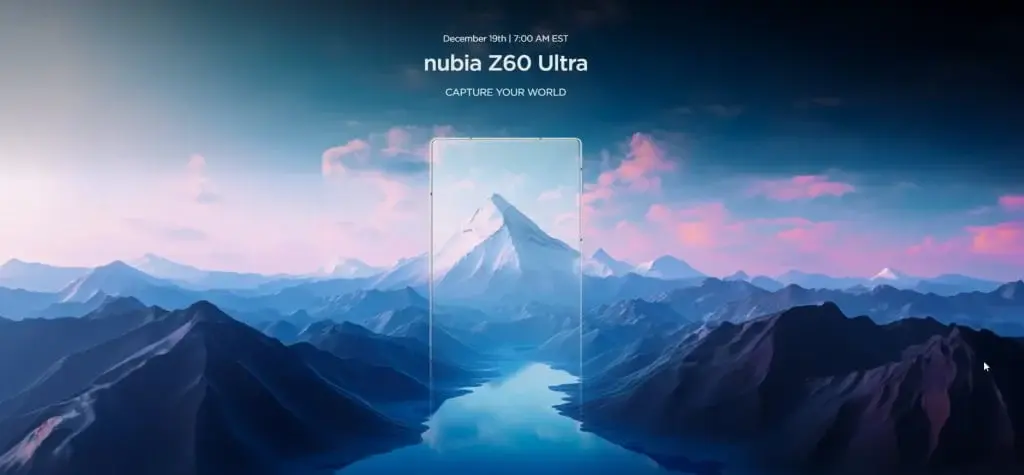 December 19 set as date for global launch of Nubia Z60 Ultra