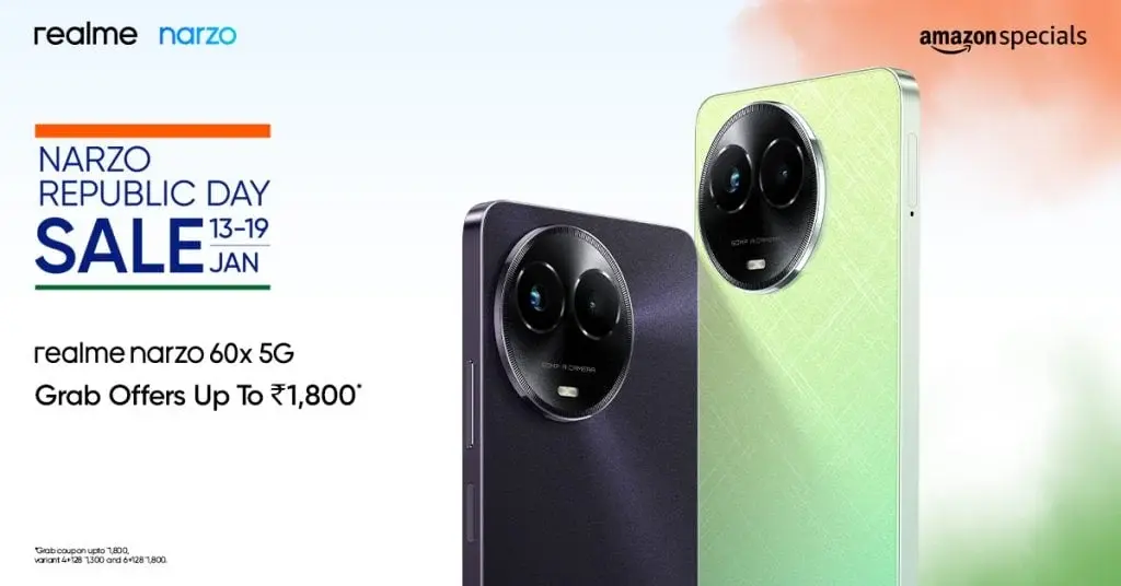 Discount offered on Realme Narzo 60x during Republic Day Sale