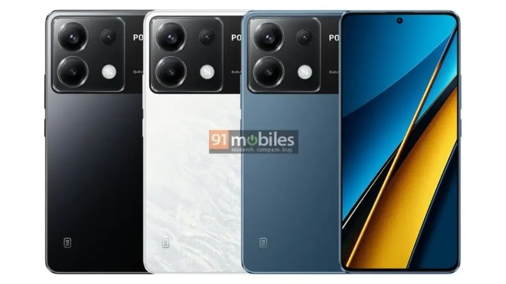 Leaked Renders of Poco X6 Pro 5G, Poco X6 5G, and Poco M6 Pro Reveal Design and Color Options