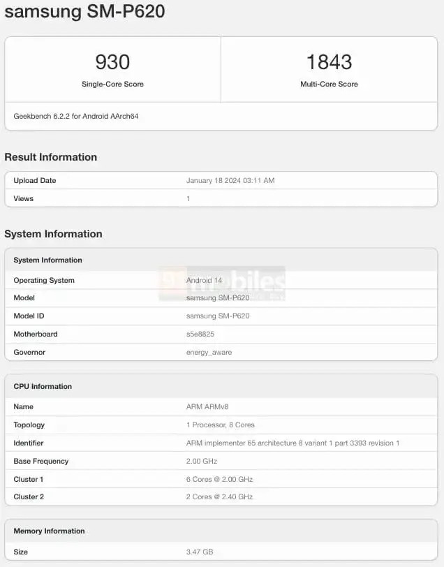 Geekbench hints at possible successor to Samsung Galaxy Tab S6 Lite