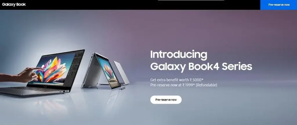 Pre-orders for Samsung Galaxy Book4 commence in India, offering benefits worth INR 5000.