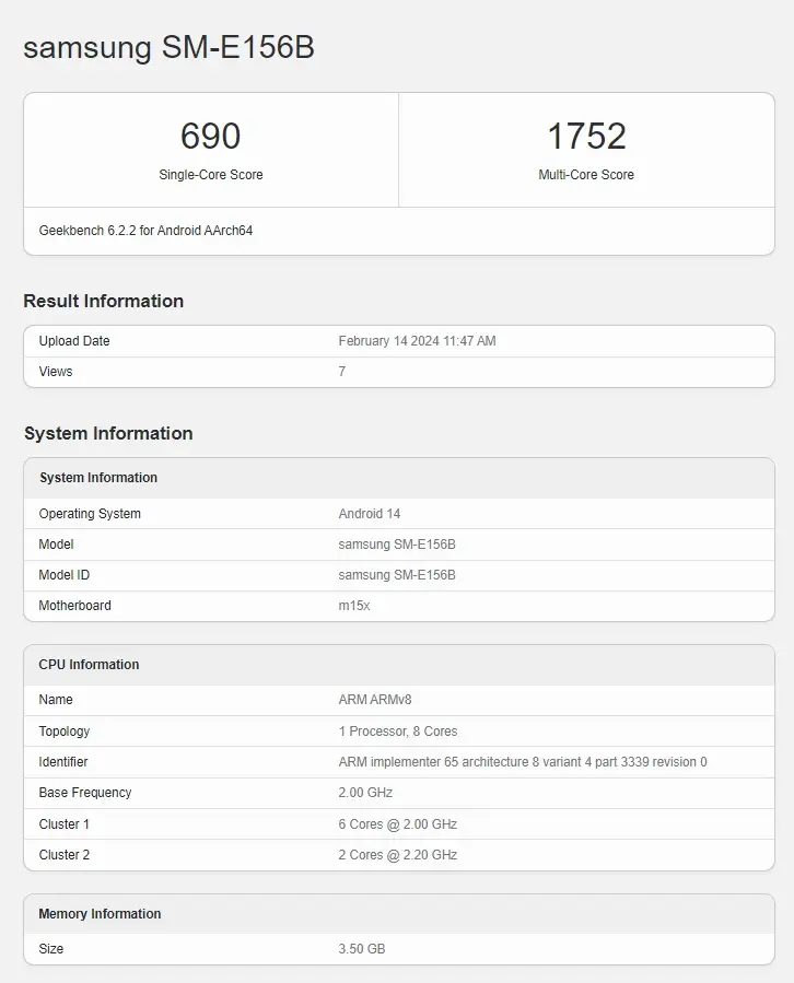 Dimensity chipset potentially revealed in Samsung Galaxy F15 5G Geekbench listing