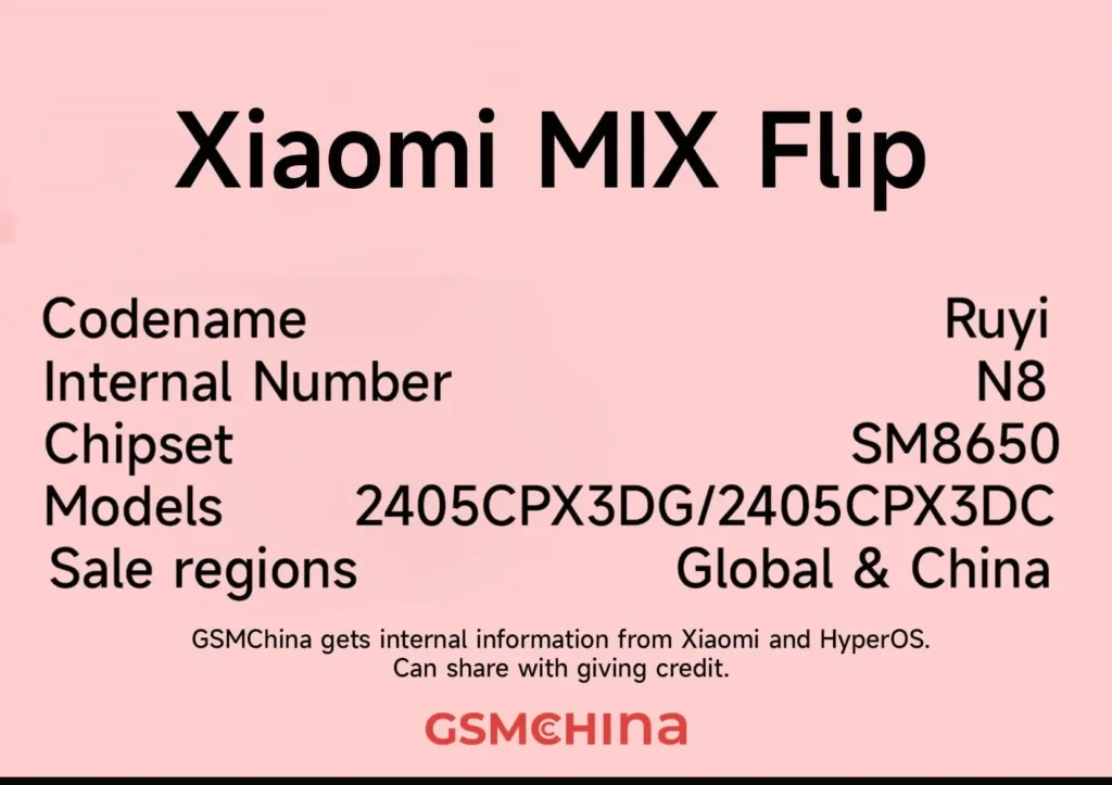 Xiaomi MIX Flip Features Revealed: Leaked Details