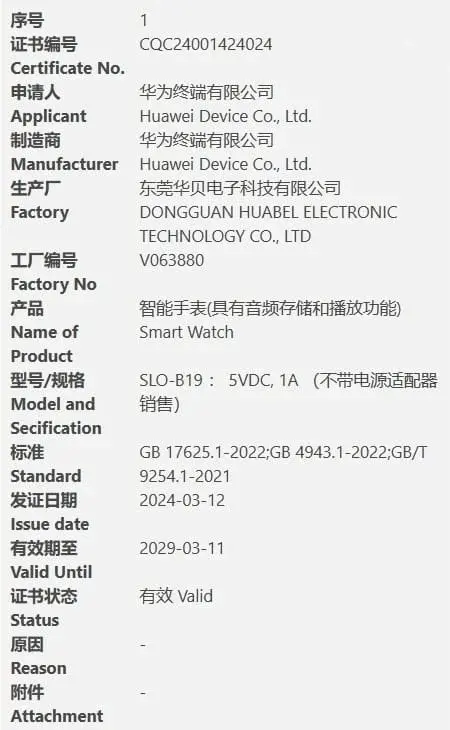 New Huawei Watch, Probably Watch Fit 3, Clears CQC Certification