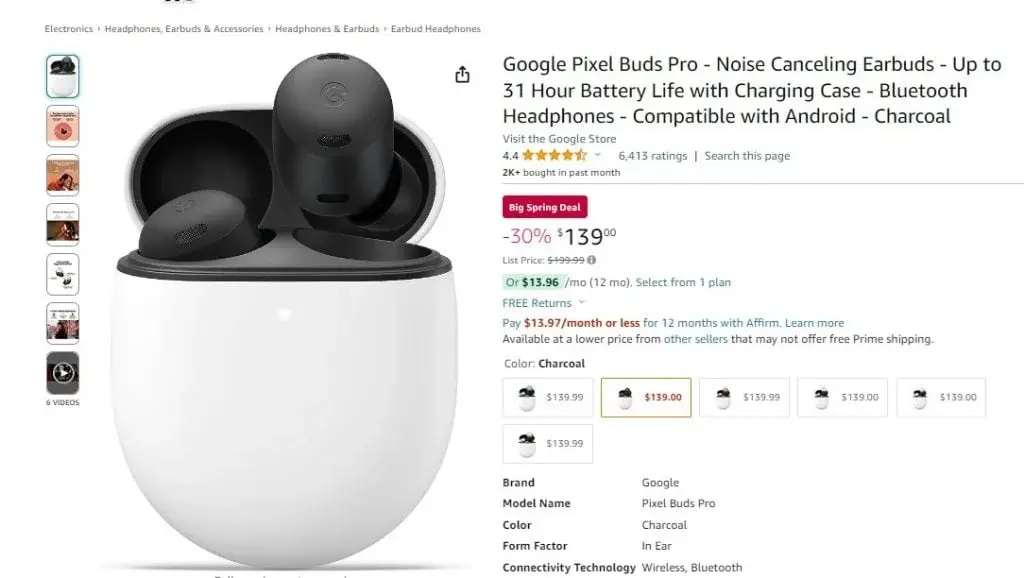 Google Pixel Buds Pro priced at $139 on Amazon Spring Sale