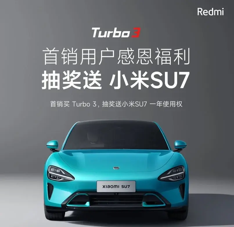 Redmi Turbo 3 Hits Sales Target: Win Xiaomi SU7 for 1 Year