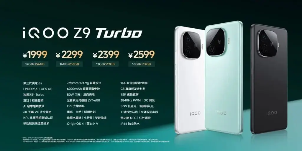 iQOO Z9, Z9 Turbo, and Z9x Smartphones Now Available in China