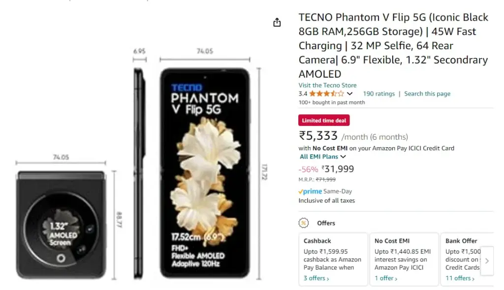 Tecno Phantom V Flip Price Drops to Rs 31,999 in India