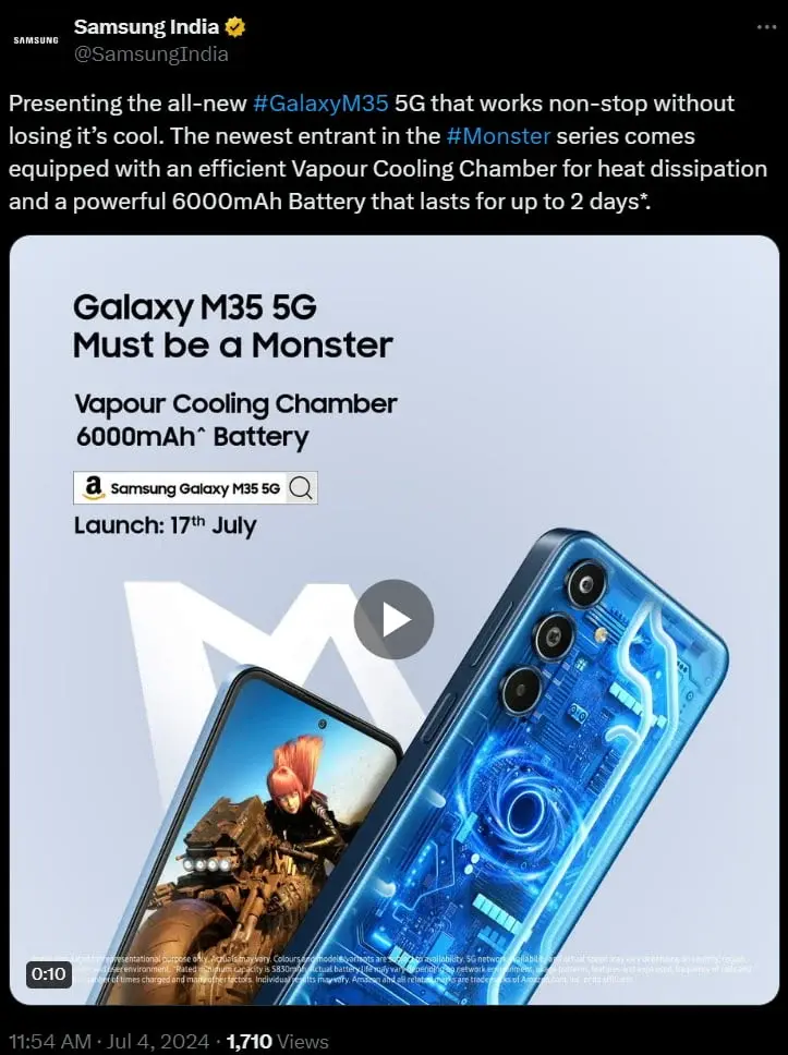 Galaxy M35 5G Launches in India on July 17 with Three New Colors