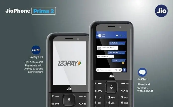 JioPhone Prima 2 Launched: 4G VoLTE, UPI, 2000mAh Battery