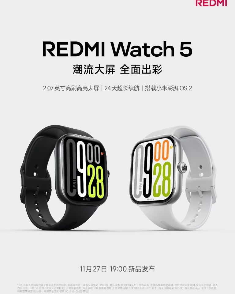 Redmi Watch 5 and Buds 6 Pro Launching on November 27