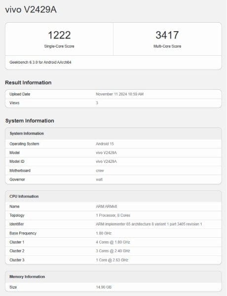 Vivo S20 Processor Benchmark Results Unveiled