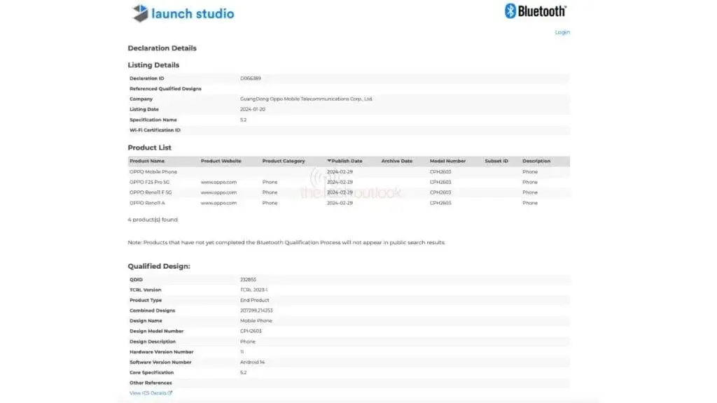 Oppo Reno 11A Spotted on Bluetooth SIG: Potential Reno 11F Rebrand