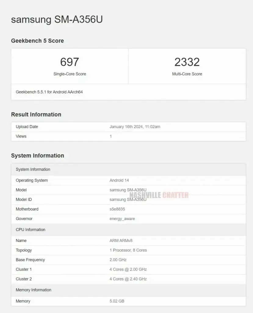 Geekbench Reveals Processor and RAM Specifications of Samsung Galaxy A35