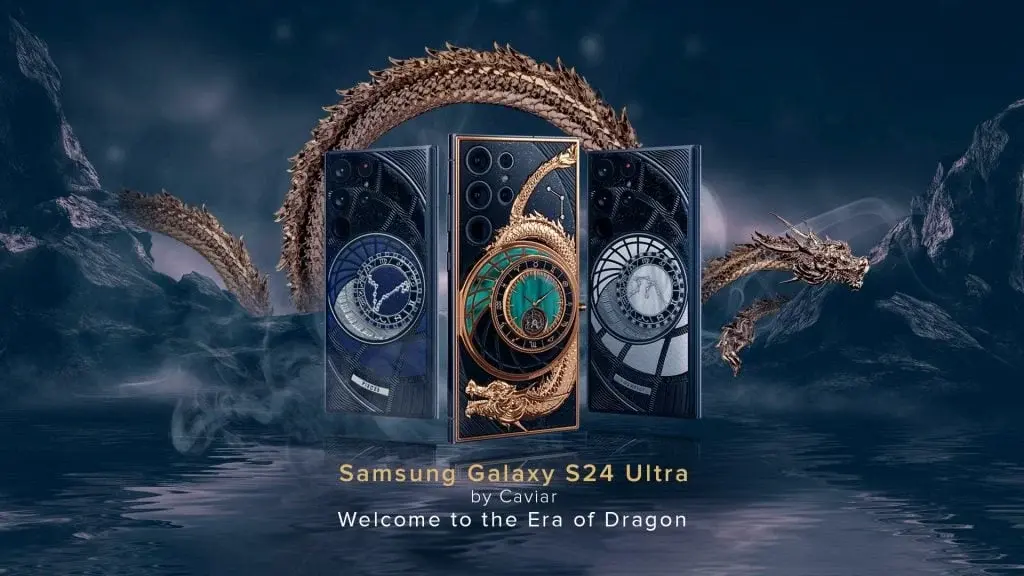 Exclusive Samsung Galaxy S24 Ultra Edition with Mechanical Watch and 24K Gold Dragon by Caviar