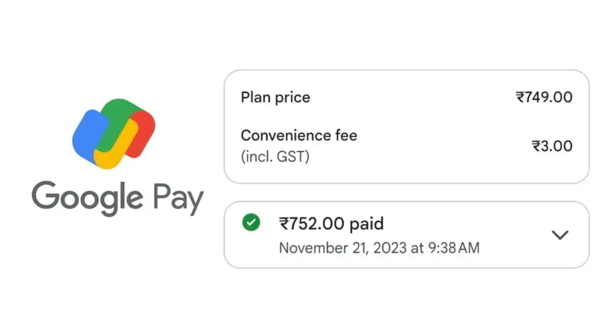 Google Pay Introduces Convenience Fee on Mobile Recharge Transactions in India