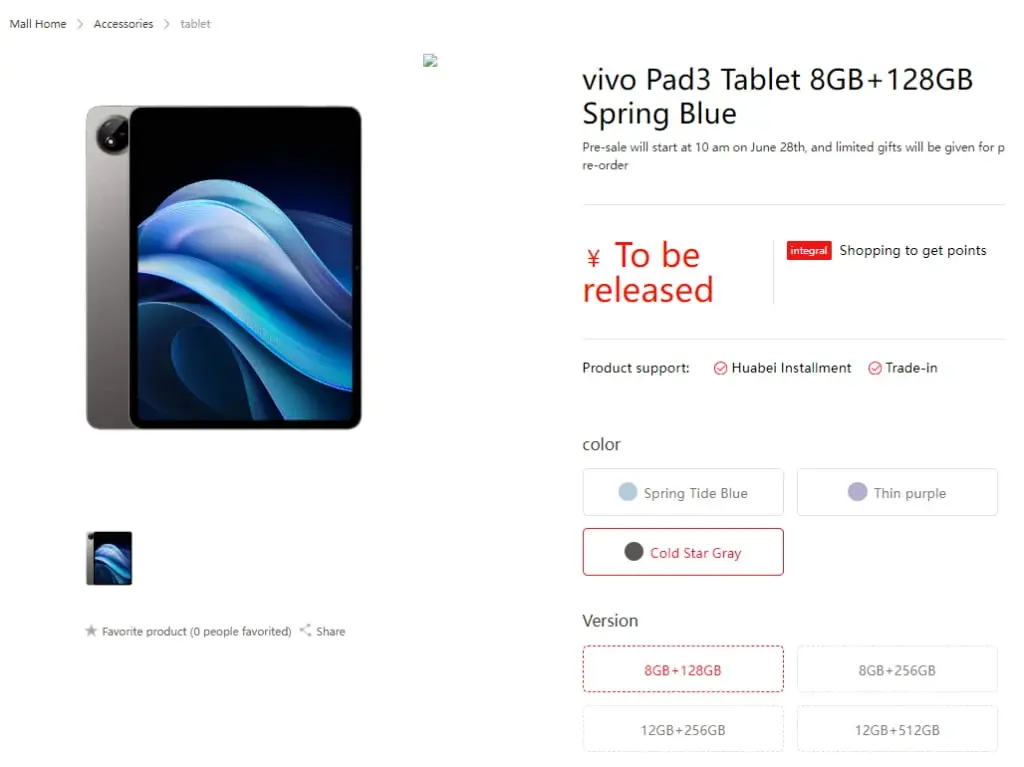 Vivo Pad 3 Variants and Colors Revealed Before Launch