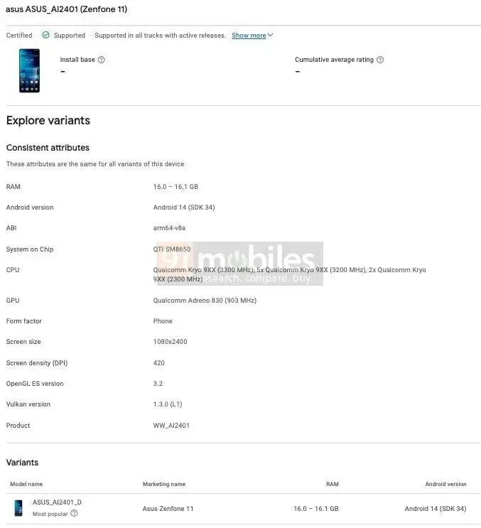 Unexpected ASUS Zenfone 11 SoC Information Unveiled on Google Play Console