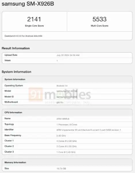 Galaxy Tab S10 Ultra Geekbench: No Qualcomm Chip Confirmed