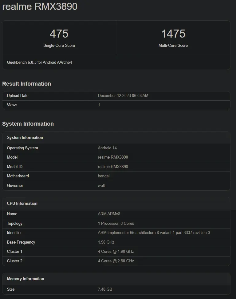 Realme C67 4G Unveiled on Geekbench Featuring Snapdragon 685 SoC, 8GB RAM & Additional Features