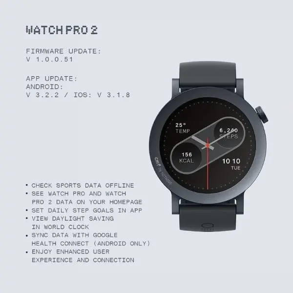 CMF Watch Pro 2 Update: Google Health Sync & UI Enhancements