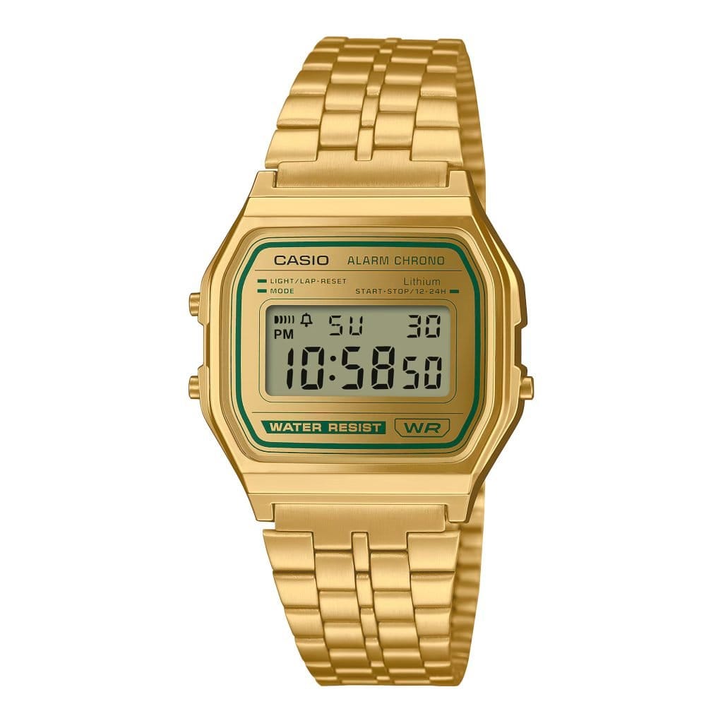 Casio A158WEGV-9A Gold-Toned Digital Watch with Modern Features