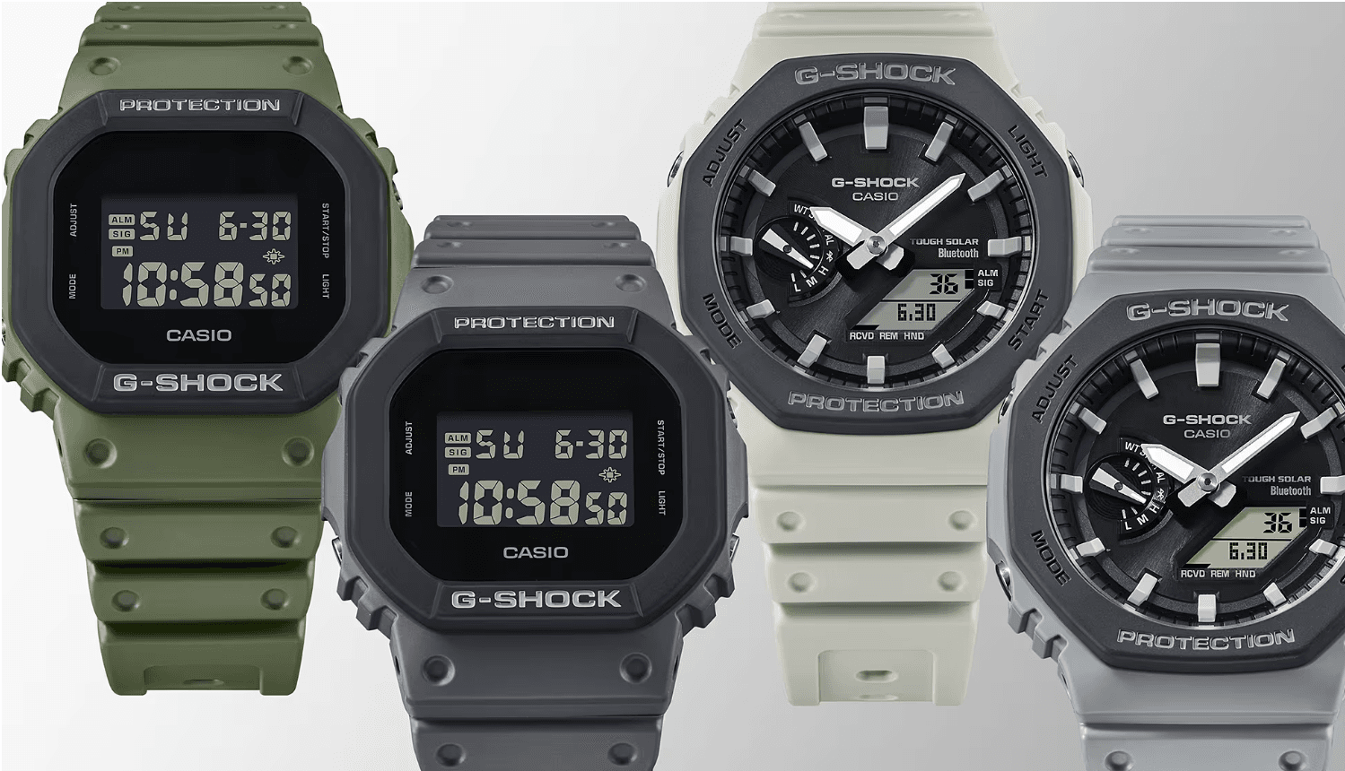 Casio G-SHOCK Urban Utility Watches: Biomass Plastic & Dual-Layer Bezels