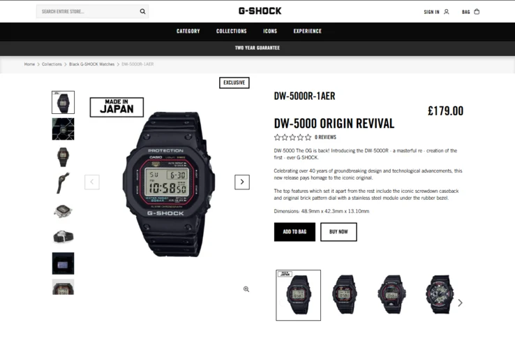Casio DW-5000R-1AER Origin Revival Now Restocked in the UK