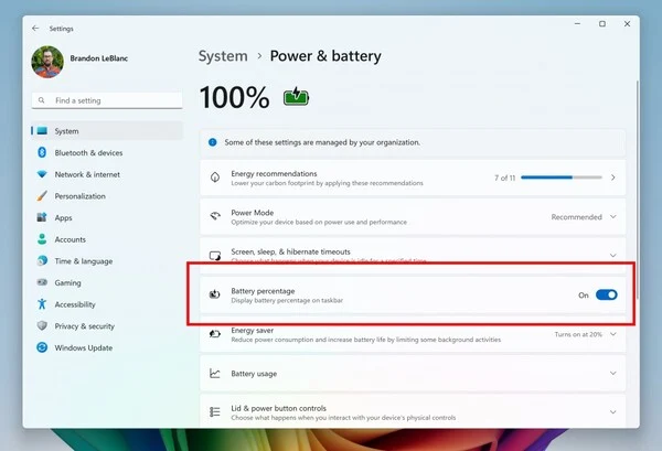 Windows 11 Introduces Colored Battery Icons for Easy Battery Info