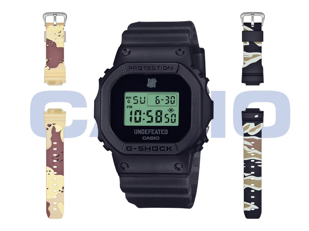 Casio G-Shock DWE-5600UD-1: All-Black Watch with Camo Straps