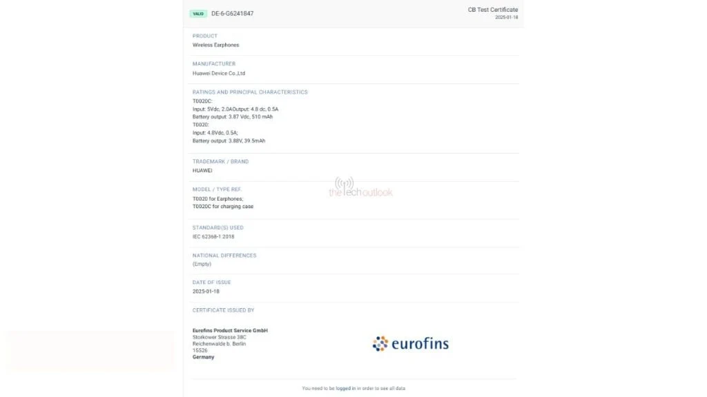 Huawei TWS Earbuds Certification Reveals Battery and Charging Specs