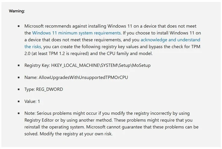 Microsoft Deletes Windows 11 TPM Bypass Guide for Unsupported PCs