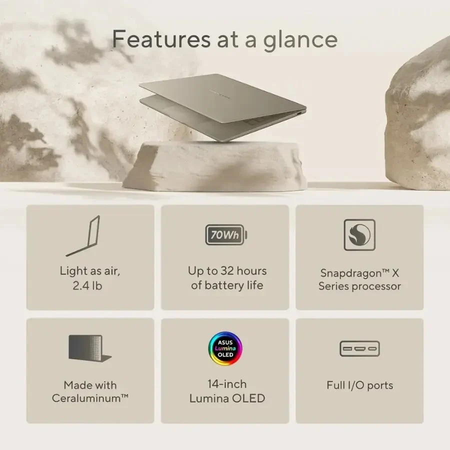 Asus Zenbook A14 with Snapdragon Launches in US for $999.99