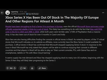 Xbox Series X Unavailable in Europe as Sales Decline