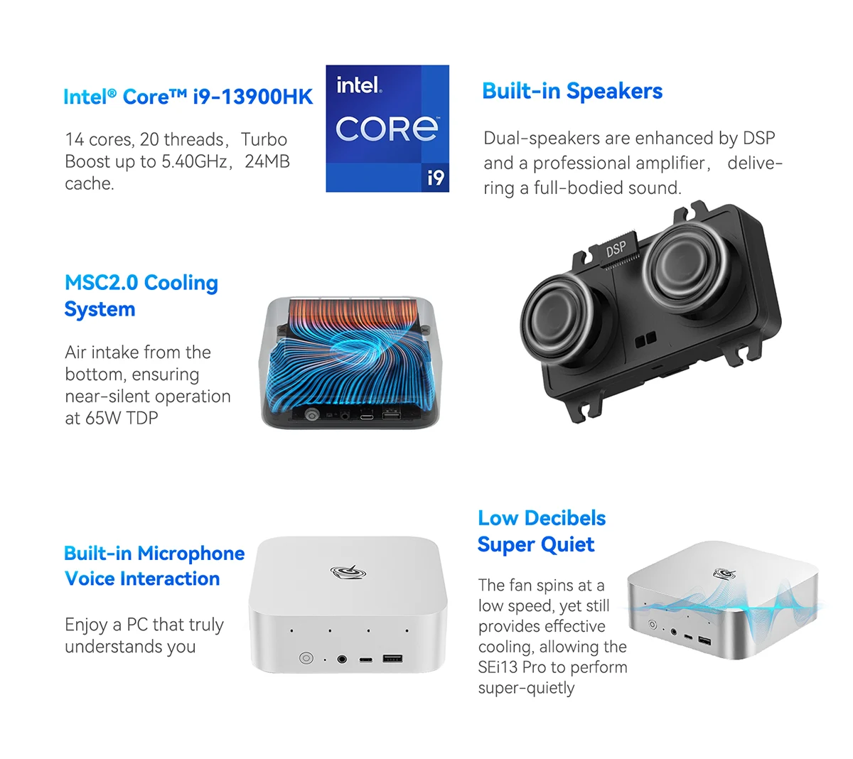 Beelink SEi13 Pro Mini PC: i9-13900HK, 32GB RAM, AI Mics