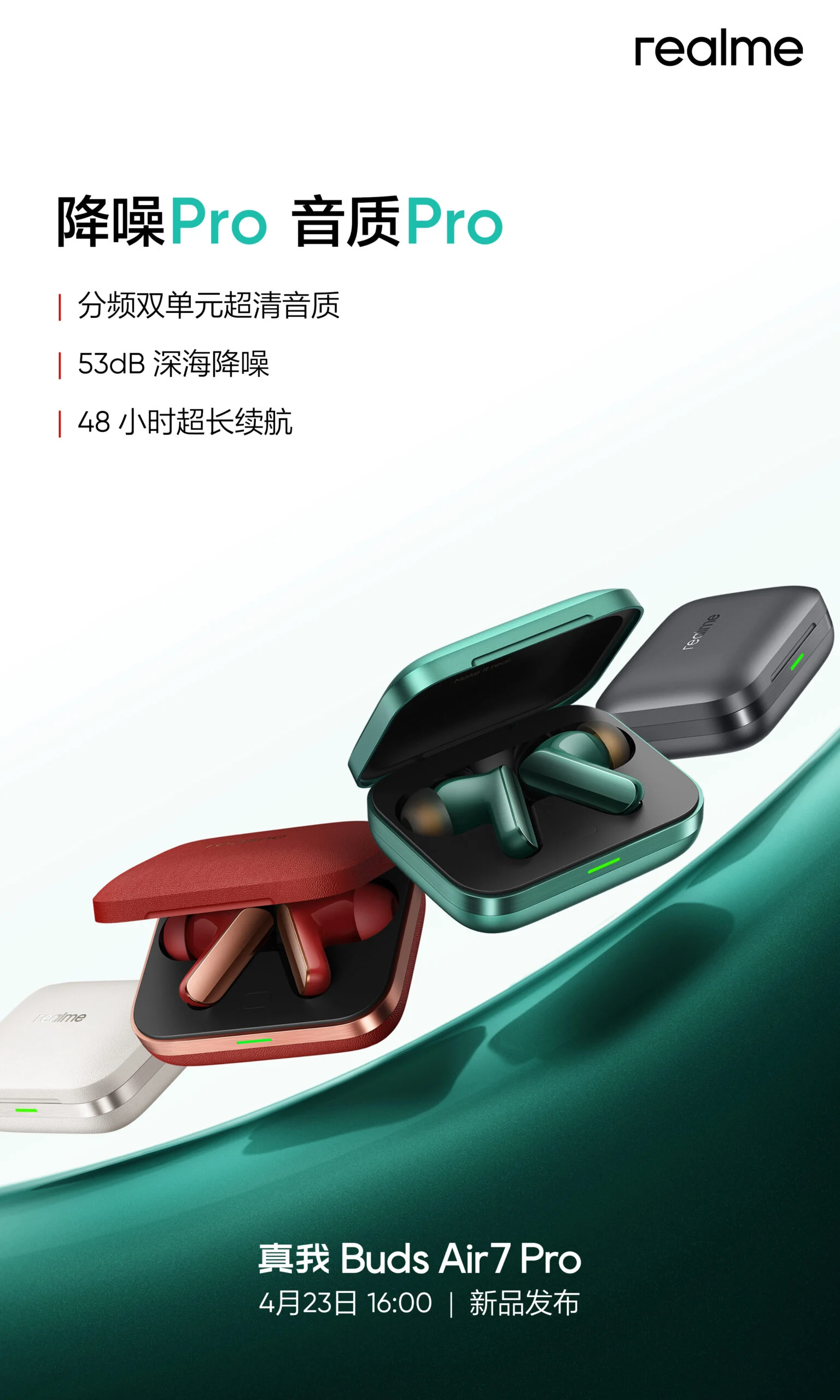 Realme Buds Air 7 Pro: 53dB ANC & 48h Battery Launching April 23