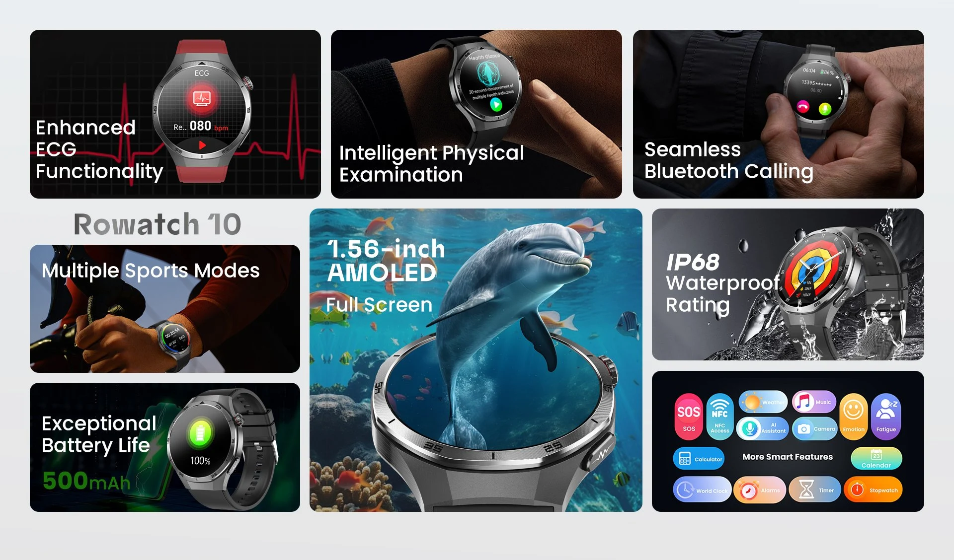 Rowatch 10: ECG Sensor, Blood Sugar Monitor & IP68 Rating