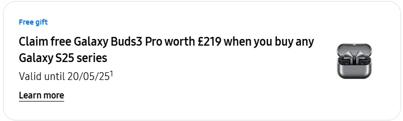 Samsung Galaxy S25+ Deal: Free Buds 3 Pro & £150 Off