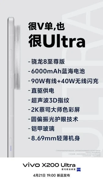 Vivo X200 Ultra: Chip, Battery, and Display Specs Revealed