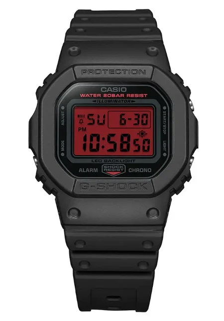 New Casio G-Shock DW-5600BBR-1: All-Black Design with Red Display