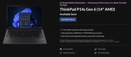 ThinkPad P14s Gen 6: AMD Ryzen AI 9 HX Pro 370 Specs Leak