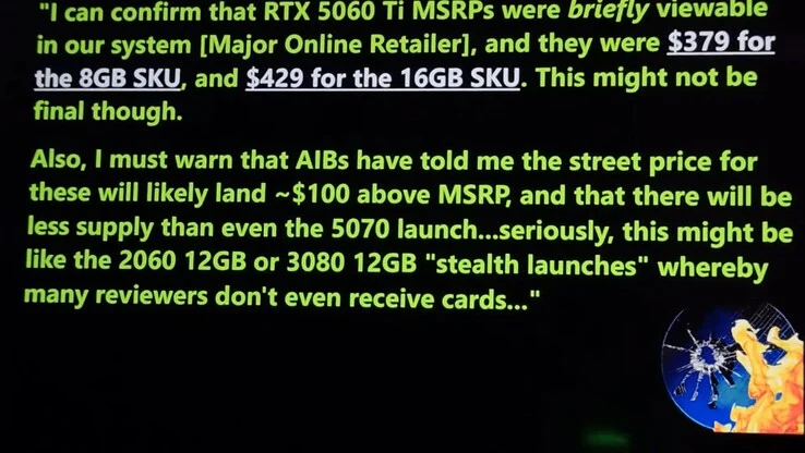 RTX 5060 Ti Launch Stock Low, Prices Higher for Gamers