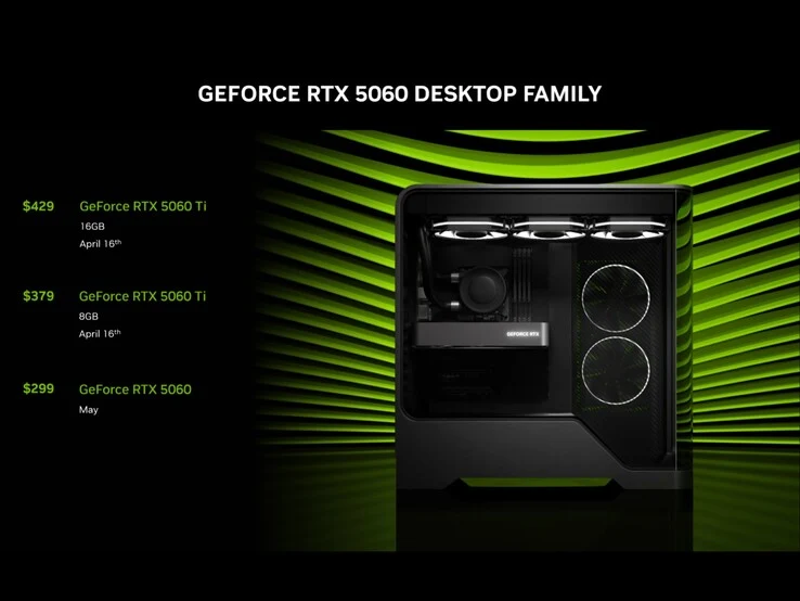 Nvidia GeForce RTX 5060 Ti Announced at $379, RTX 5060 in May