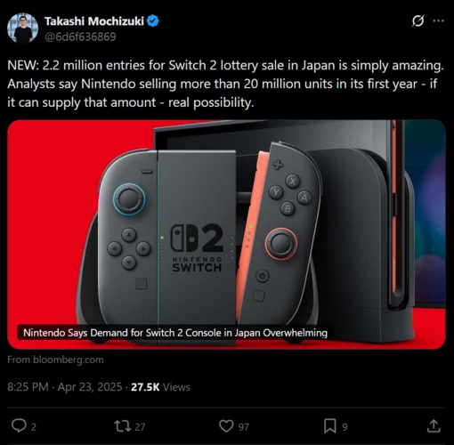 Nintendo Switch 2 Pre-Orders Surpass PS4 and PS5 Launch Projections