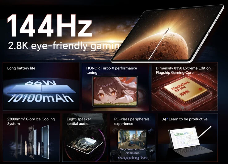 Honor Pad GT: New Gaming Tablet with 144Hz Display & 8 Speakers