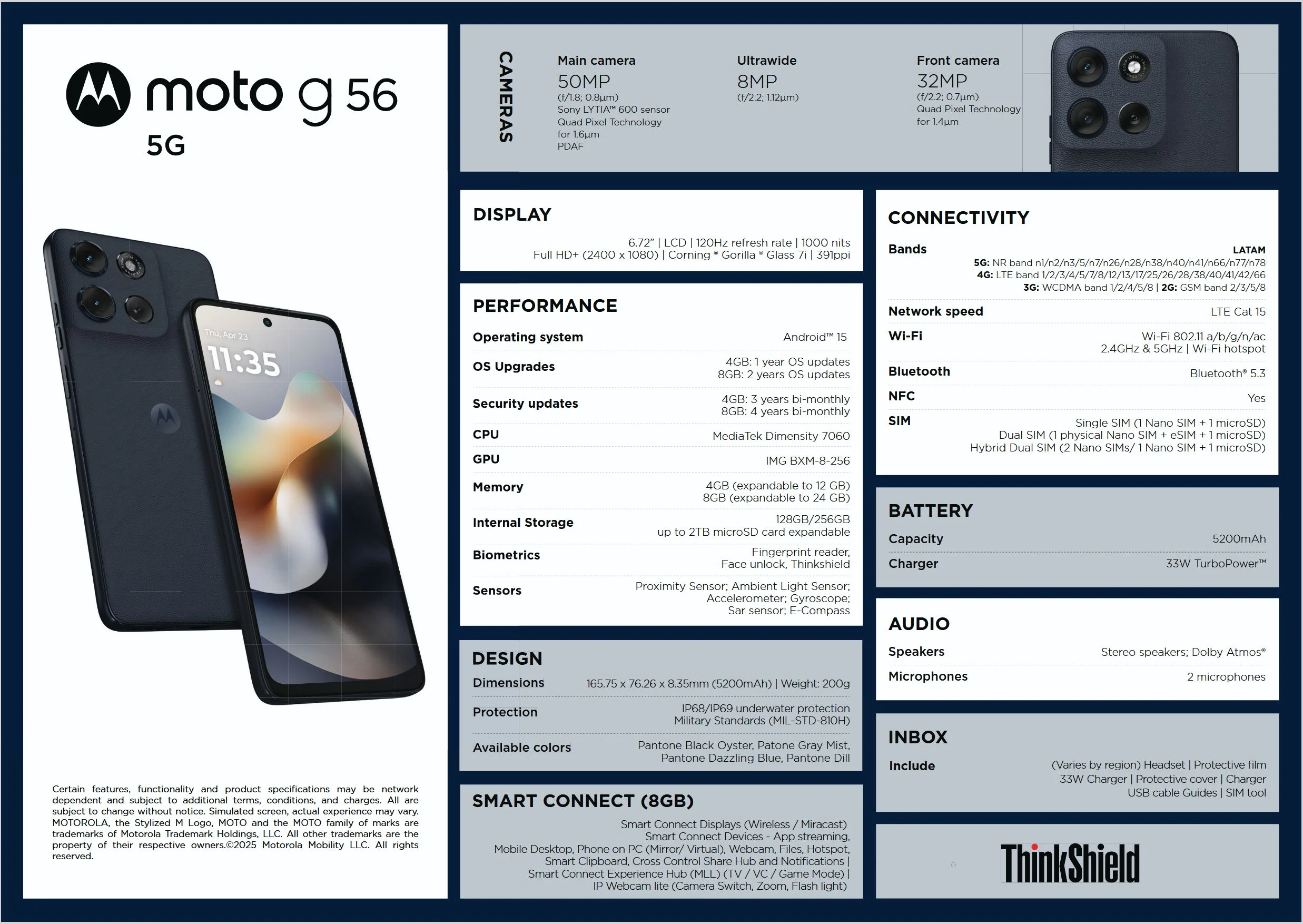 Moto G56 5G Specs Revealed: Dimensity 7060, 50MP Camera, 5200mAh